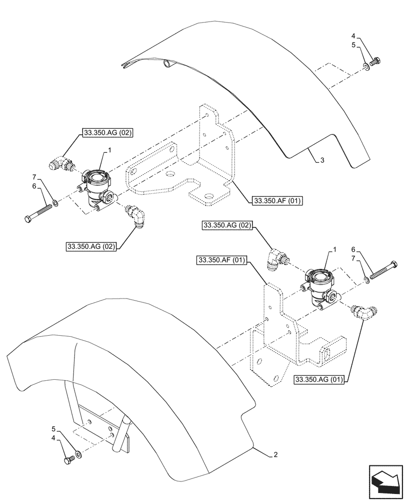 Схема запчастей Case IH PUMA 220 CVT - (33.350.AP[01]) - VAR - 337479, 337480 - ANTILOCK BRAKING SYSTEM (ABS), PNEUMATIC VALVE, PRESSURE LIMITER (33) - BRAKES & CONTROLS