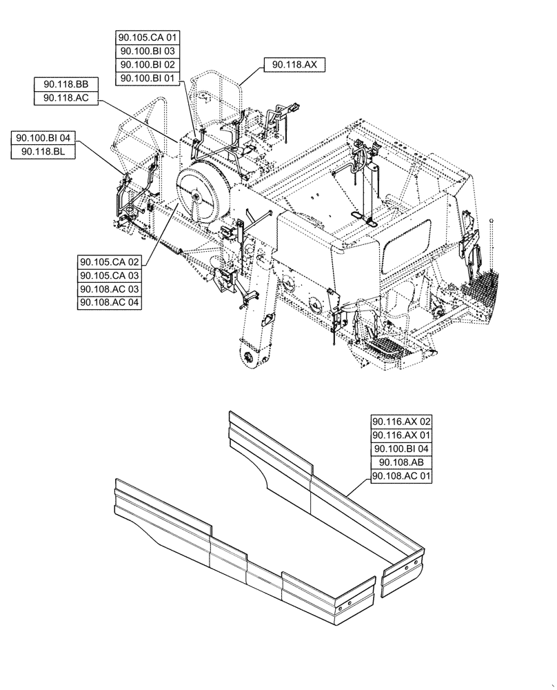 Схема запчастей Case IH AF4088 - (00.000.90[01]) - PICTORIAL INDEX - PLATFORM, CAB, BODYWORK AND DECALS, USE FOR 2016 (00) - GENERAL & PICTORIAL INDEX