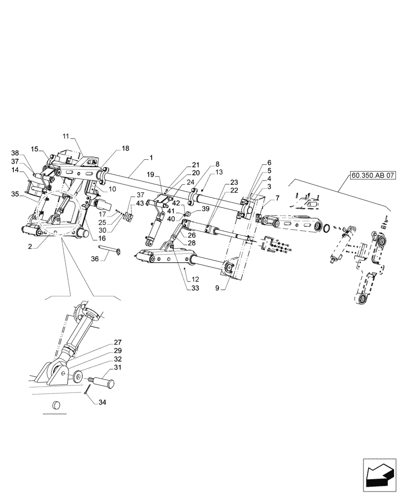 Схема запчастей Case IH A8800 - (60.350.AB[06]) - LIFT ARM, CROP DIVIDER - MY2016 (60) - PRODUCT FEEDING