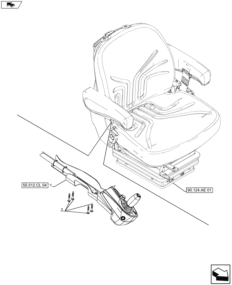 Схема запчастей Case IH FARMALL 105U - (55.512.CL[03]) - VAR - 336386 - JOYSTICK, ELECTRONIC (55) - ELECTRICAL SYSTEMS