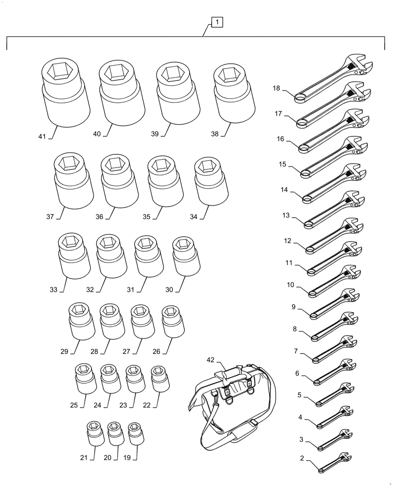 Схема запчастей Case IH AF4077 - (88.100.AH[01]) - TOOL KIT (88) - ACCESSORIES