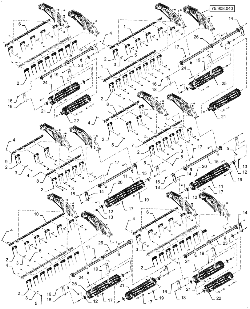 Схема запчастей Case IH TM255 - (75.908.010) - ACS ROUND, 2 BAR COIL (75) - SOIL PREPARATION