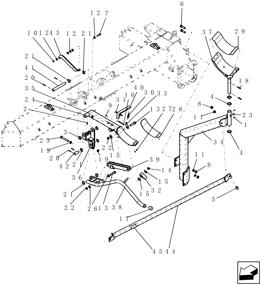 Схема запчастей Case IH 3430 - (58.120.04) - AUGER FRONT/REAR SUPPORT ARMS (58) - ATTACHMENTS/HEADERS