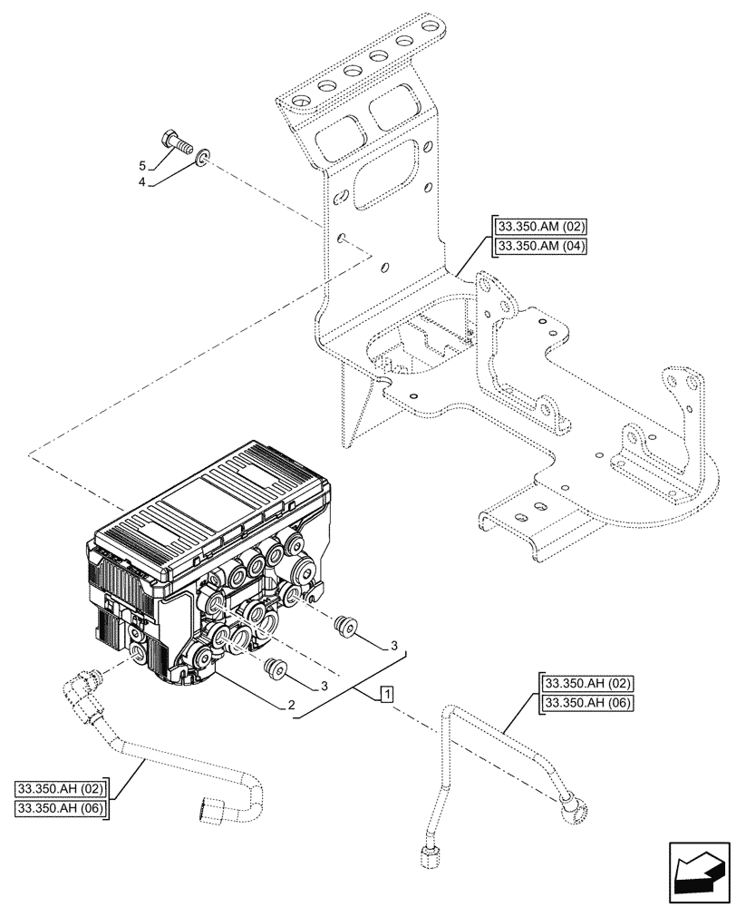 Схема запчастей Case IH PUMA 200 - (55.350.AF[01]) - VAR - 337479, 337480 - ANTILOCK BRAKING SYSTEM (ABS), ELECTRONIC BRAKE MODULE (EBM) (55) - ELECTRICAL SYSTEMS