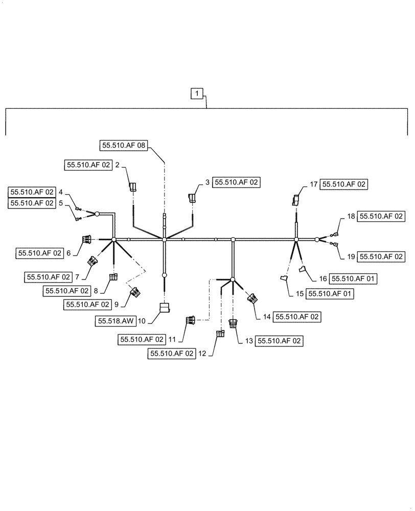 Схема запчастей Case IH 7088 - (55.510.AF[09]) - WIRE HARNESS, CAB MAIN, CONTINUED (55) - ELECTRICAL SYSTEMS