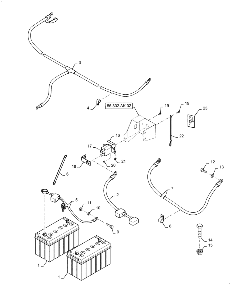 Схема запчастей Case IH 5088 - (55.302.AV) - BATTERY - CABLES (55) - ELECTRICAL SYSTEMS