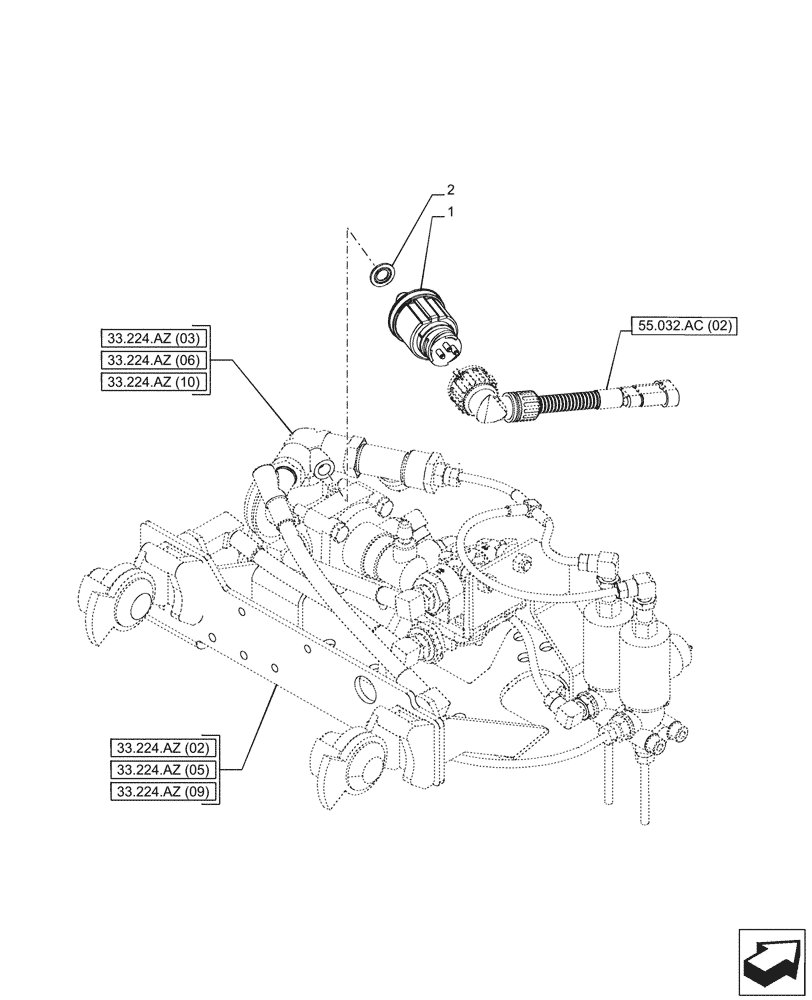 Схема запчастей Case IH PUMA 185 CVT - (55.032.AA[01]) - VAR - 337481, 337482, 337484, 337487, 337488, 337491, 758038, 758039, 758041, 758042, 758043, 758044 - TRAILER BRAKE VALVE, SENSOR (55) - ELECTRICAL SYSTEMS