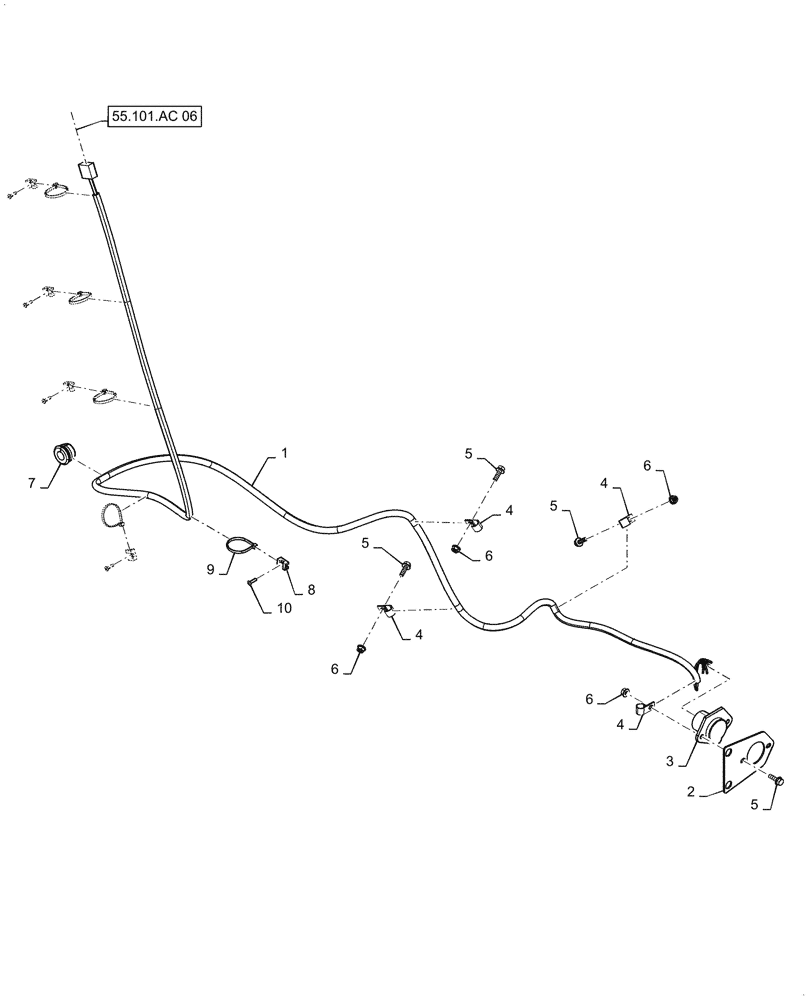 Схема запчастей Case IH 5088 - (55.130.AR) - TRAILER HITCH HARNESS (55) - ELECTRICAL SYSTEMS