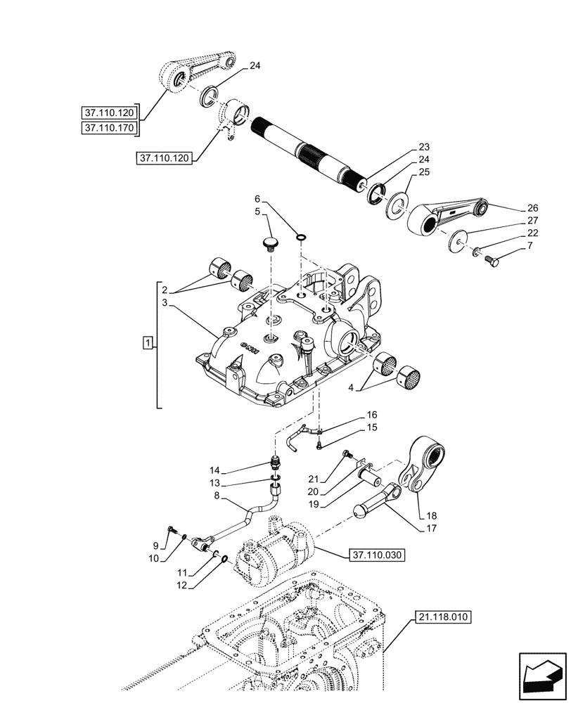 Схема запчастей Case IH FARMALL 110V - (37.110.130) - VAR - 342377, 759013 - REAR, HYDRAULIC LIFT, HOUSING, ARM, W/ LIFT-O-MATIC PLUS, W/O CAB (37) - HITCHES, DRAWBARS & IMPLEMENT COUPLINGS