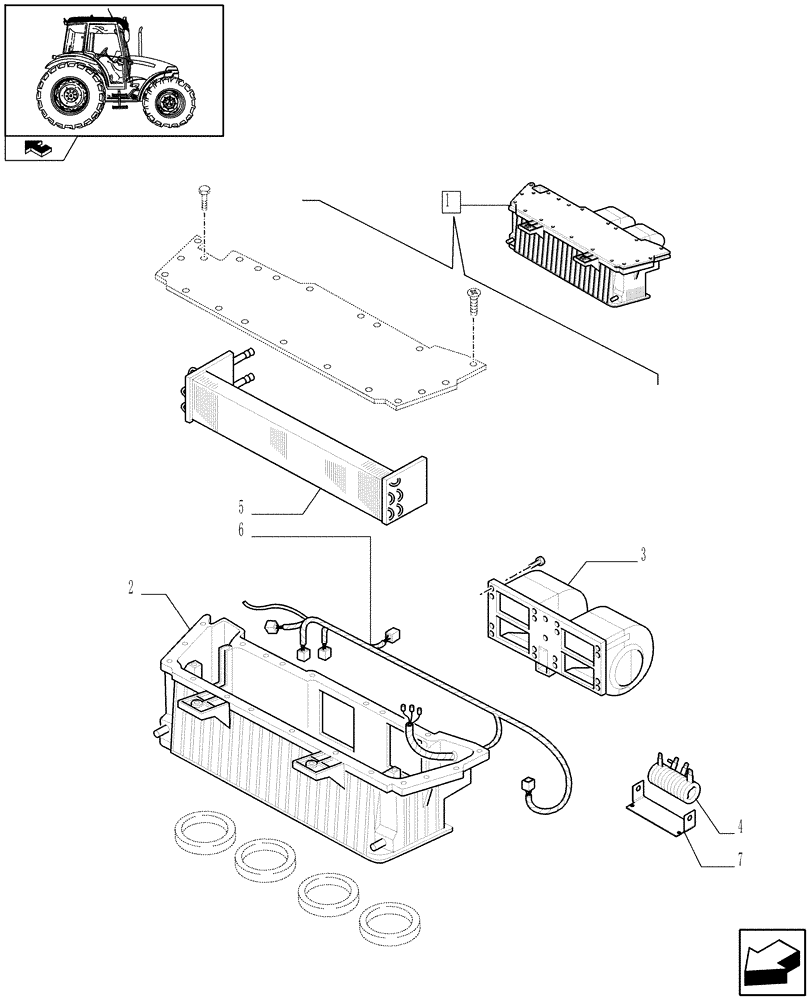 Схема запчастей Case IH FARMALL 60 - (1.92.94/ A[01A]) - HEATER - BREAKDOWN - D7039 (10) - OPERATORS PLATFORM/CAB