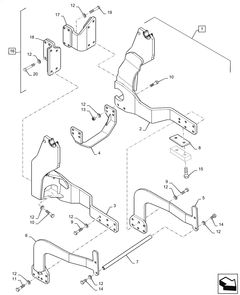 Схема запчастей Case IH LX760 - (39.100.220) - VAR - 715451116, 716170006 - SUBFRAME, MOUNTING PARTS (39) - FRAMES AND BALLASTING