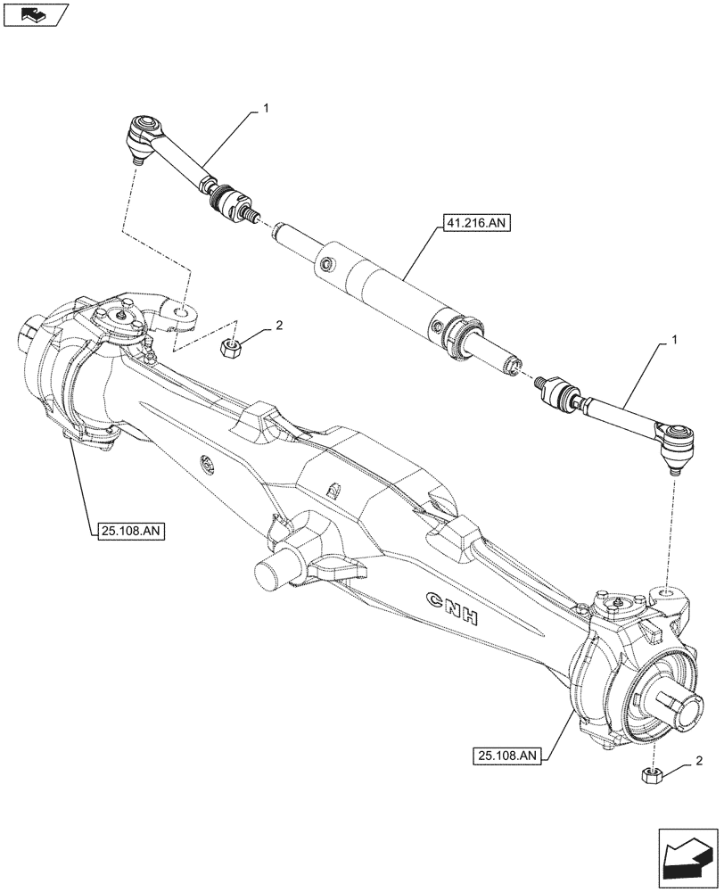 Схема запчастей Case IH FARMALL 95C - (41.106.AD) - VAR - 744580, 744581, 744782, 743560, 743561, 337323, 338323 - 4WD FRONT AXLE, STEERING TIE-ROD (41) - STEERING