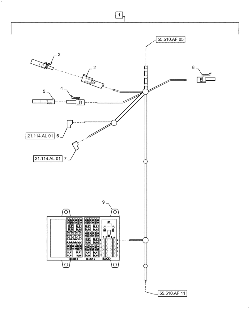 Схема запчастей Case IH 7088 - (55.510.AF[10]) - WIRE HARNESS, CAB MAIN, CONTINUED (55) - ELECTRICAL SYSTEMS