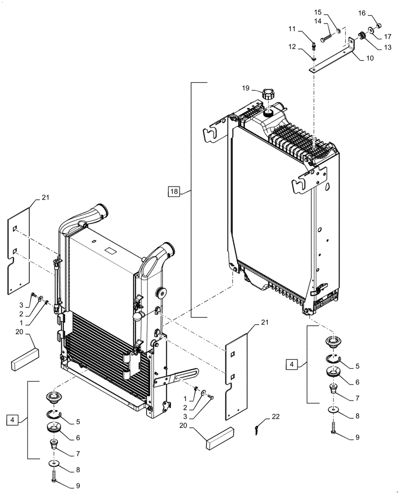 Схема запчастей Case IH PUMA1804 - (10.400.BF[08]) - RADIATOR FRAME AND SUPPORTS (10) - ENGINE