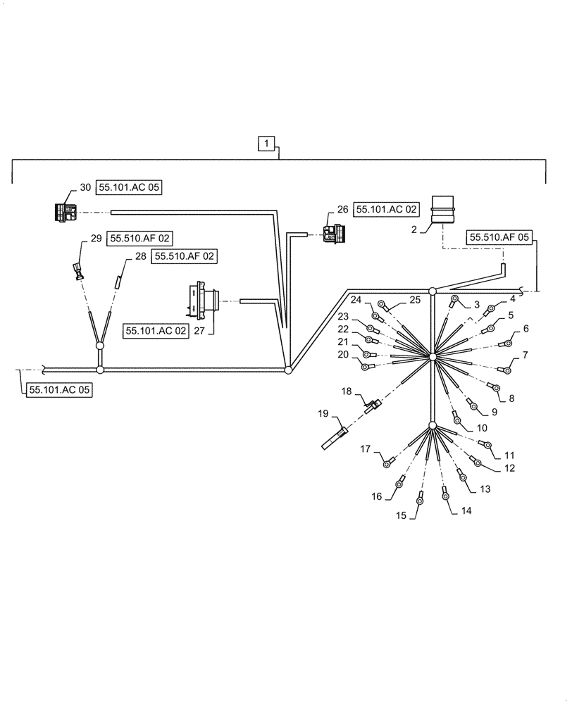 Схема запчастей Case IH 5088 - (55.510.AF[06]) - WIRE HARNESS, CAB MAIN, CONTINUED (55) - ELECTRICAL SYSTEMS
