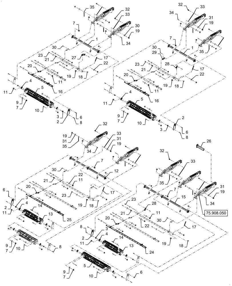 Схема запчастей Case IH TM255 - (75.908.020) - ACS, 3 BAR SPIKE (75) - SOIL PREPARATION