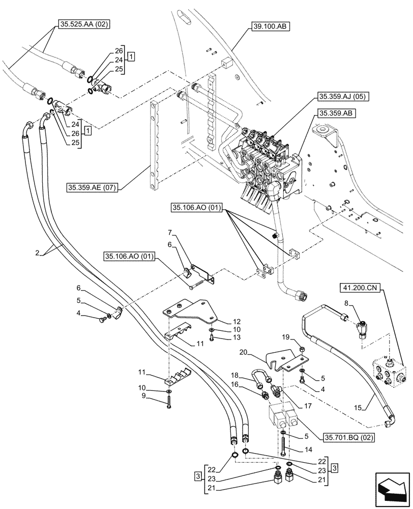 Схема запчастей Case IH FARMLIFT 742 - (35.525.AD[04]) - VAR - 749733 - AUXILIARY HYDRAULIC, PRESSURE REDUCING VALVE (35) - HYDRAULIC SYSTEMS