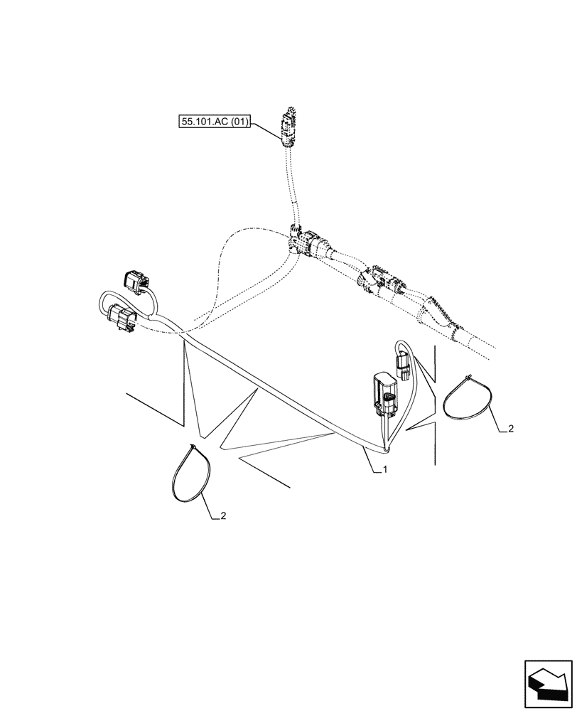 Схема запчастей Case IH FARMLIFT 935 - (55.101.AC[05]) - VAR - 749337, 749338 - WIRE HARNESS, FRAME, REAR, EXTENSION (55) - ELECTRICAL SYSTEMS