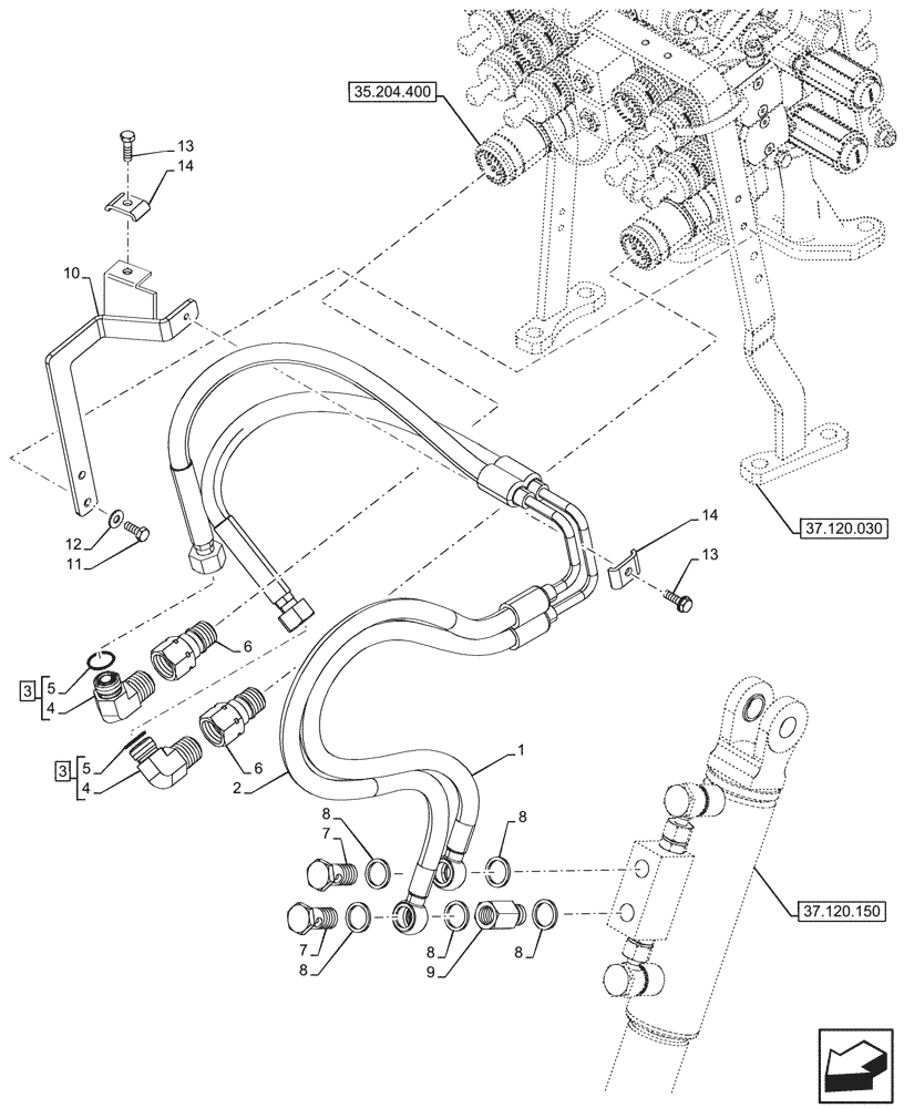 Схема запчастей Case IH FARMALL 90N - (37.120.170) - VAR - 743536 - REAR, 3 POINT HITCH, LINES (37) - HITCHES, DRAWBARS & IMPLEMENT COUPLINGS