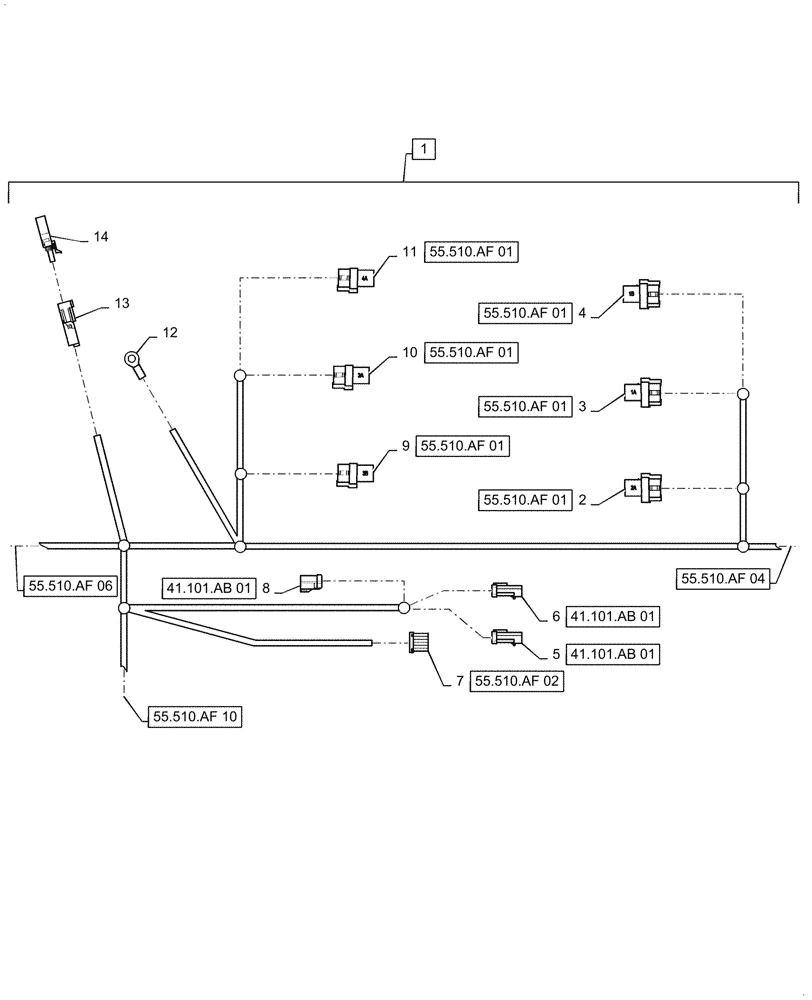 Схема запчастей Case IH 7088 - (55.510.AF[05]) - WIRE HARNESS, CAB MAIN, CONTINUED (55) - ELECTRICAL SYSTEMS