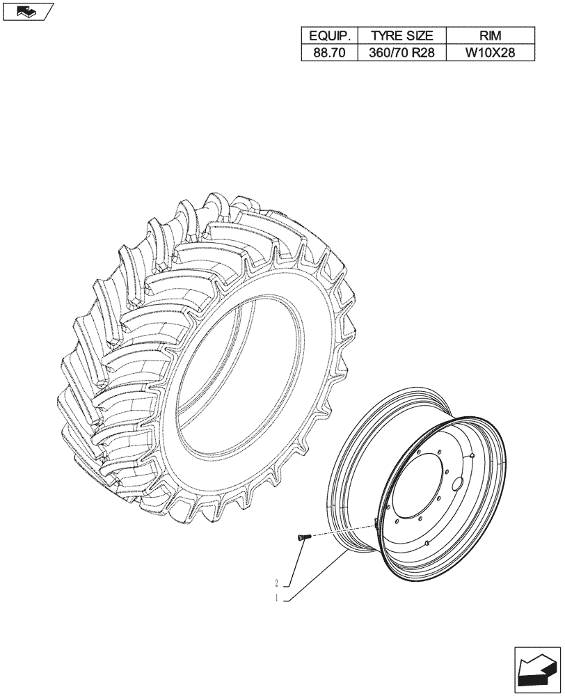 Схема запчастей Case IH FARMALL 115U - (44.511.AE[06]) - WHEEL - FRONT (44) - WHEELS