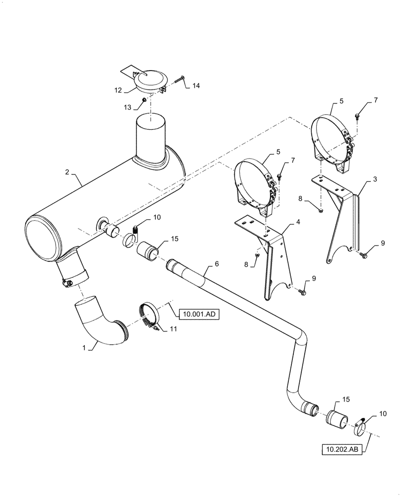 Схема запчастей Case IH 5088 - (10.254.AI) - EXHAUST SYSTEM W/ MUFFLER (10) - ENGINE