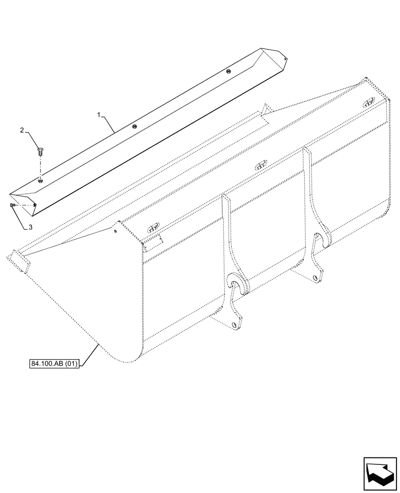 Схема запчастей Case IH FARMLIFT 742 - (84.100.AB[09]) - BUCKET, COVERS (84) - BOOMS, DIPPERS & BUCKETS