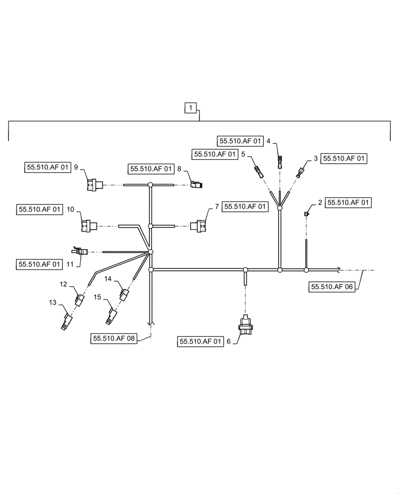 Схема запчастей Case IH 7088 - (55.510.AF[07]) - WIRE HARNESS, CAB MAIN, CONTINUED (55) - ELECTRICAL SYSTEMS