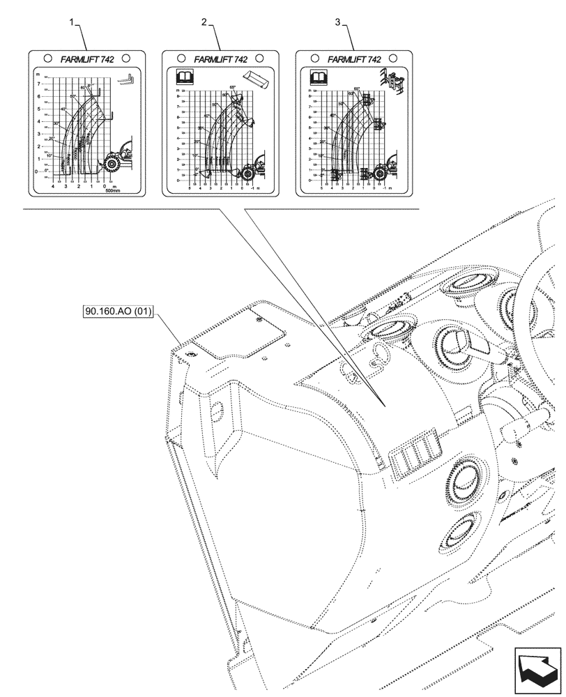 Схема запчастей Case IH FARMLIFT 742 - (90.108.AC[20]) - VAR - 702028 - DECALS, INSTRUMENT CLUSTER (7M) (90) - PLATFORM, CAB, BODYWORK AND DECALS
