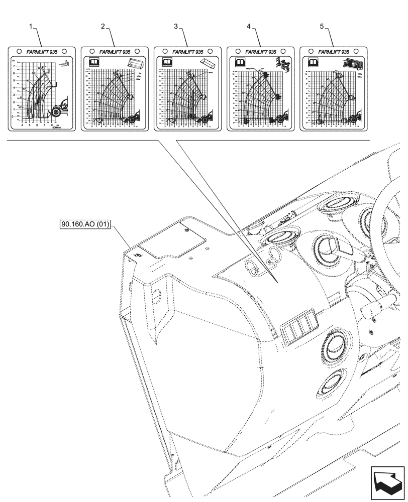 Схема запчастей Case IH FARMLIFT 935 - (90.108.AC[20]) - VAR - 702028 - DECALS, INSTRUMENT CLUSTER (9M) (90) - PLATFORM, CAB, BODYWORK AND DECALS