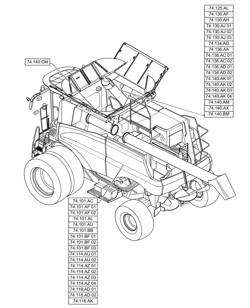 Схема запчастей Case IH 5088 - (00.000.74) - PICTORIAL INDEX - CLEANING (00) - GENERAL & PICTORIAL INDEX