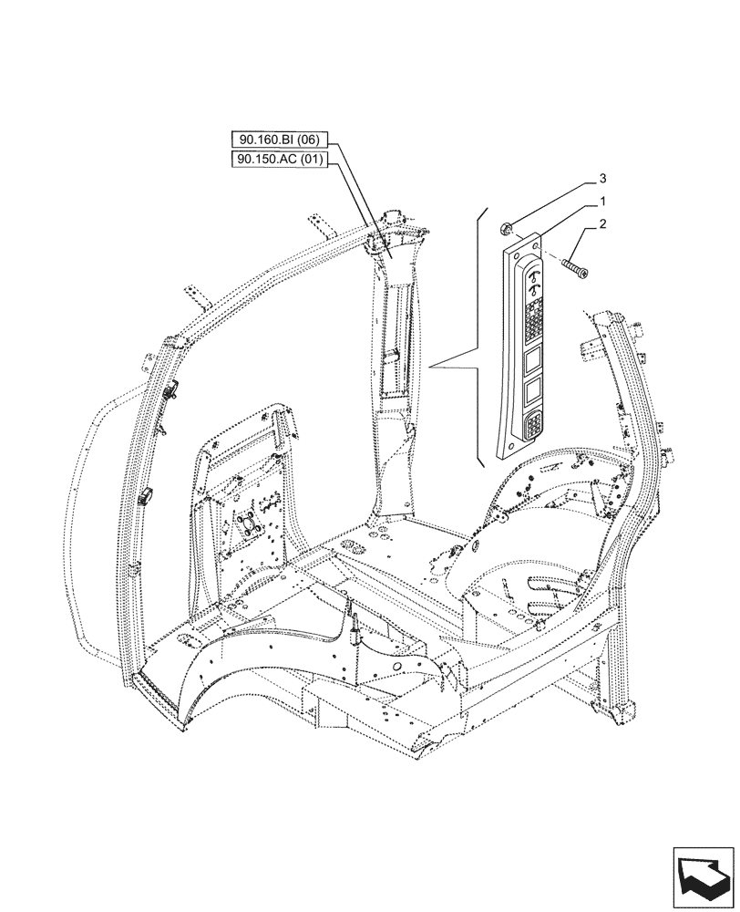 Схема запчастей Case IH PUMA 220 - (55.408.CB[02]) - VAR - 337473, 337475 - INSTRUMENT PANEL, KEYBOARD (55) - ELECTRICAL SYSTEMS