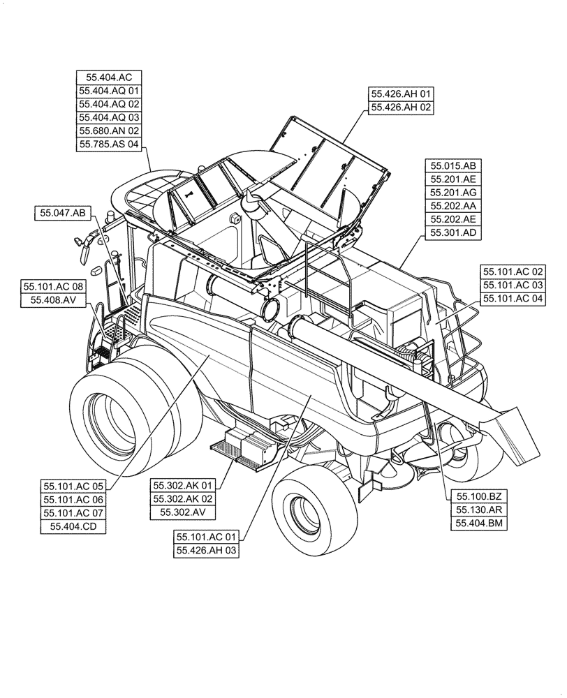 Схема запчастей Case IH 6088 - (55.000.00[01]) - SECTION INDEX - ELECTRICAL SYSTEMS (55) - ELECTRICAL SYSTEMS