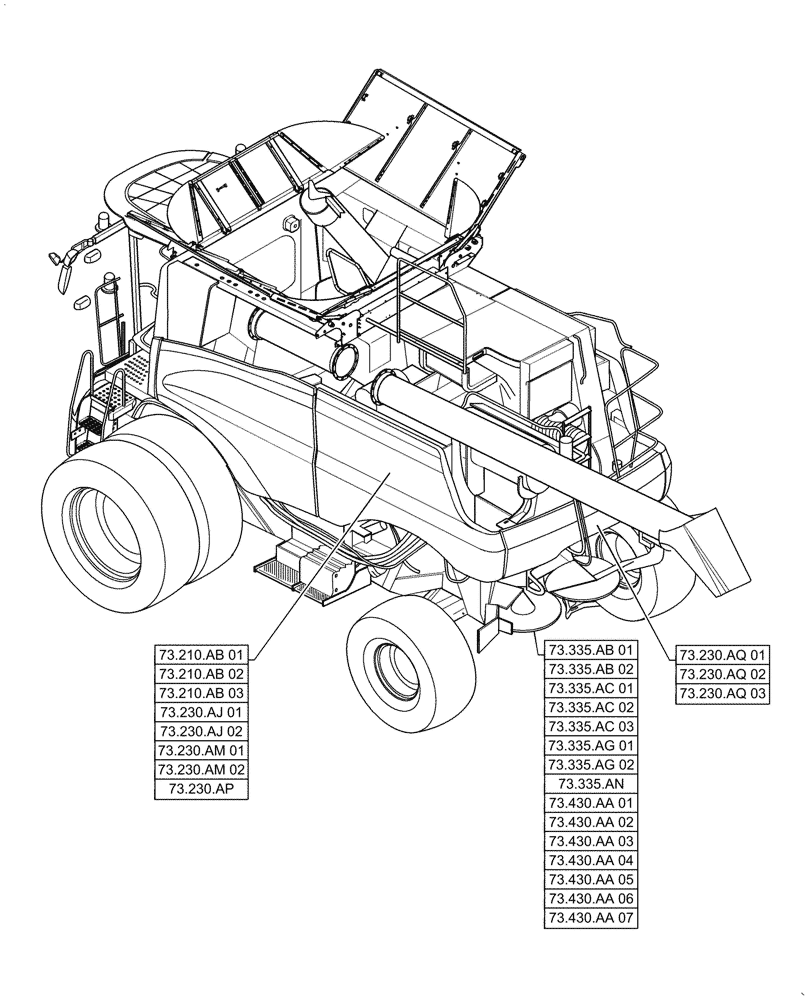Схема запчастей Case IH 7088 - (73.000.00) - SECTION INDEX - RESIDUE HANDLING (73) - RESIDUE HANDLING