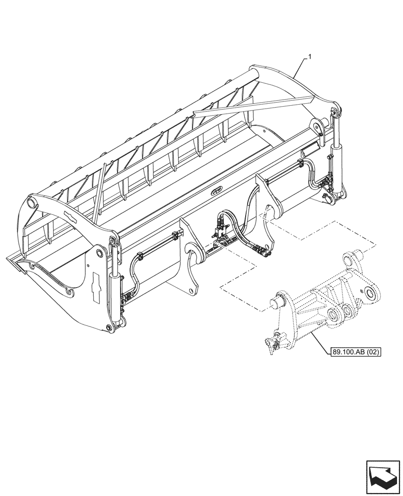 Схема запчастей Case IH FARMLIFT 935 - (84.100.AB[10]) - BUCKET, W/ TINES (84) - BOOMS, DIPPERS & BUCKETS