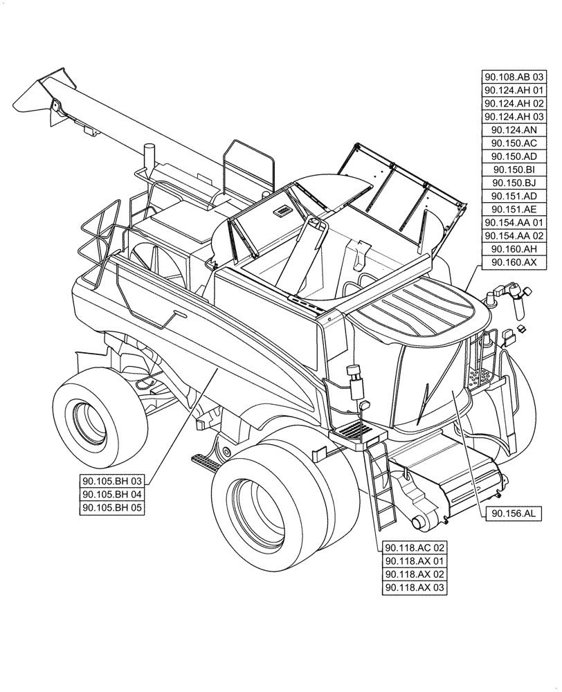 Схема запчастей Case IH 5088 - (00.000.90[02]) - PICTORIAL INDEX - PLATFORM, CAB, BODYWORK AND DECALS, CONTINUED (00) - GENERAL & PICTORIAL INDEX