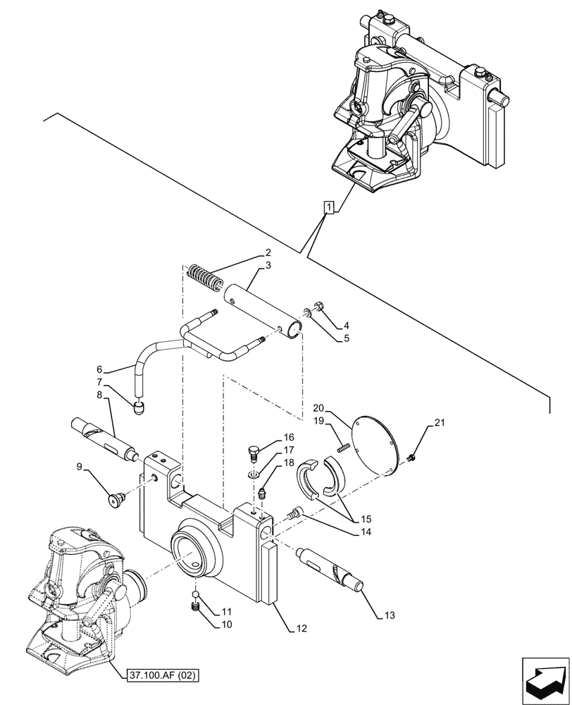 Схема запчастей Case IH FARMLIFT 635 - (37.100.AF[07]) - VAR - 749742 - TRAILER HITCH (37) - HITCHES, DRAWBARS & IMPLEMENT COUPLINGS