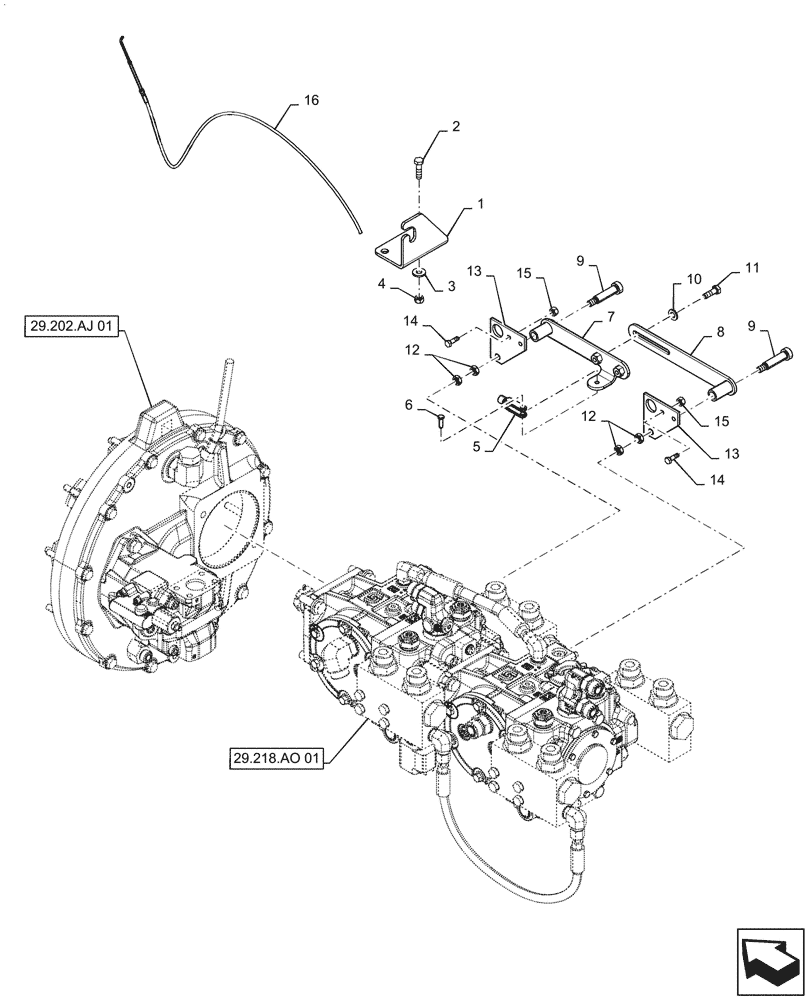 Схема запчастей Case IH PATRIOT 2250 - (29.200.AM[01]) - HYDROSTATIC PUMP, CONTROL LINKAGE (29) - HYDROSTATIC DRIVE