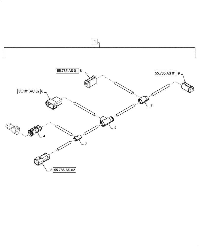 Схема запчастей Case IH 7230 - (55.101.AC[14]) - WIRE HARNESS, CLEAN GRAIN ELEVATOR, BSN YDG222004 (55) - ELECTRICAL SYSTEMS