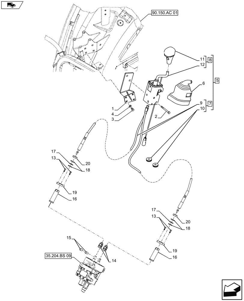 Схема запчастей Case IH FARMALL 115U - (55.512.CL[02A]) - VAR - 743918 - JOYSTICK MOUNTING, NA - BEGIN YR 29-SEP-2013 (55) - ELECTRICAL SYSTEMS