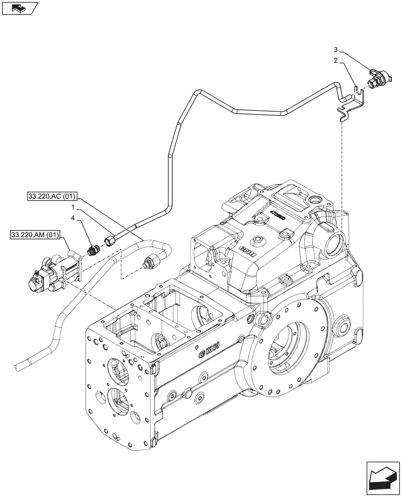 Схема запчастей Case IH FARMALL 115C - (33.220.AF[01]) - VAR - 743516 - TRAILER BRAKE VALVE, VALVE SECTIONS & QUICK COUPLERS (33) - BRAKES & CONTROLS