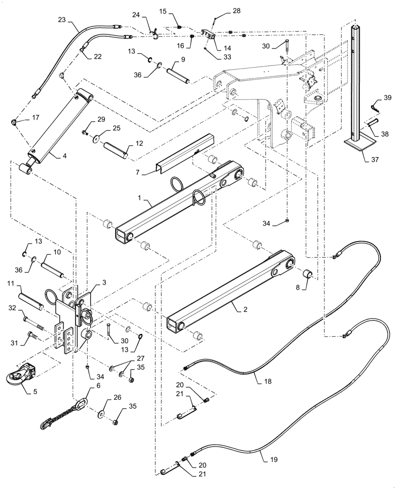 Схема запчастей Case IH 2150 - (37.100.AF[05]) - HITCH DRAW BAR FRONT FOLD (37) - HITCHES, DRAWBARS & IMPLEMENT COUPLINGS