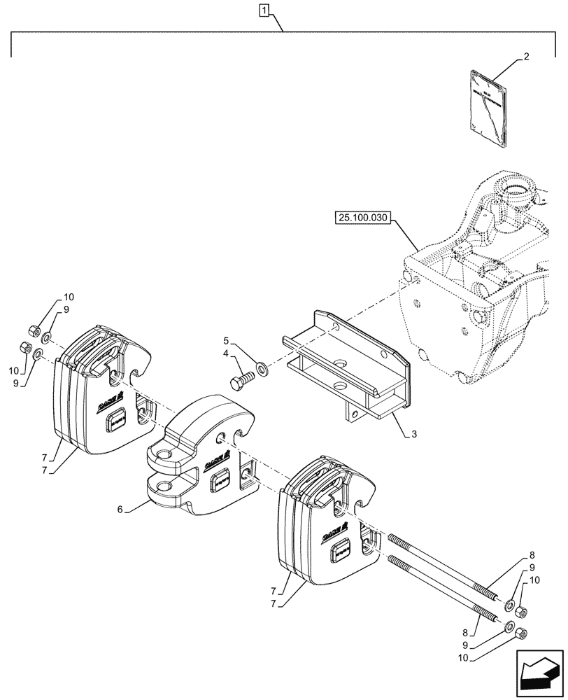 Схема запчастей Case IH FARMALL 90V - (88.100.039[01]) - DIA KIT, FRONT WEIGHT SUPPORT W/4 PLATES HOOK (88) - ACCESSORIES