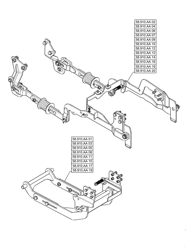 Схема запчастей Case IH MW166S - (00.000.58[02]) - PICTORIAL INDEX - ATTACHMENTS/HEADERS, MOWER DECK (00) - GENERAL & PICTORIAL INDEX