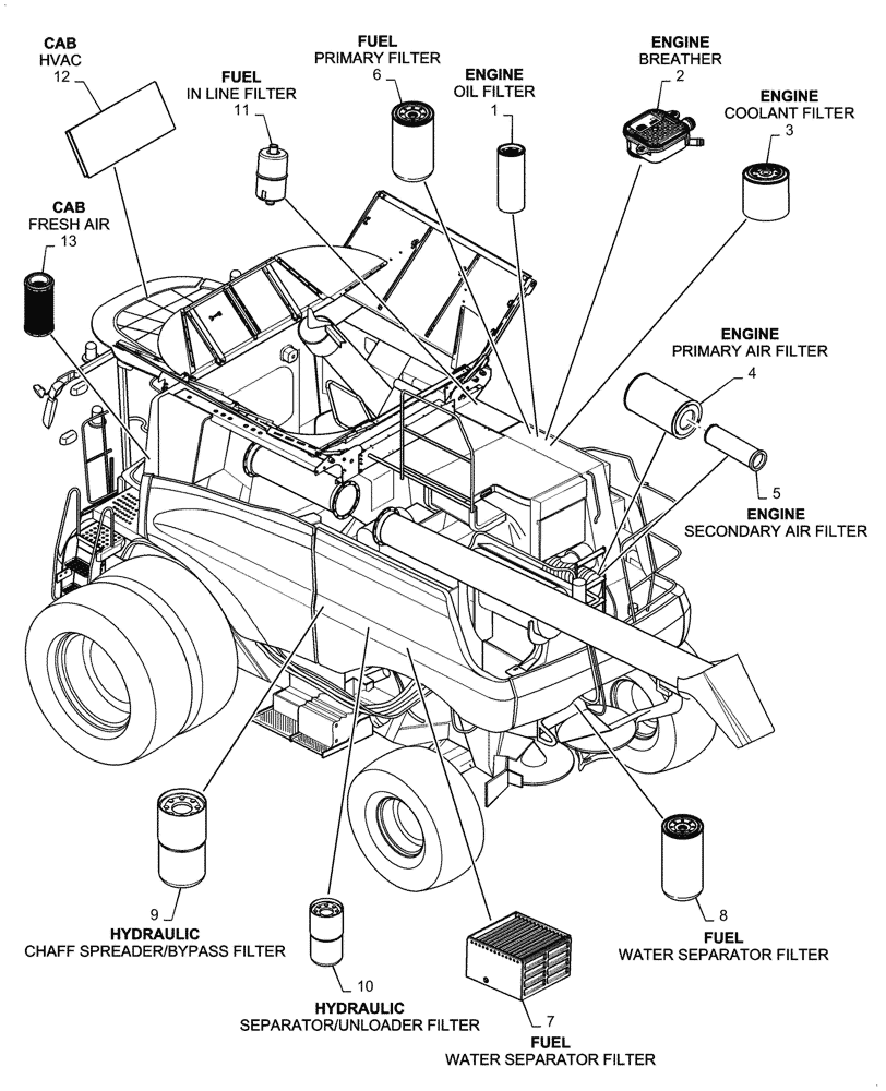 Схема запчастей Case IH 6088 - (05.100.03[01]) - FILTERS (05) - SERVICE & MAINTENANCE