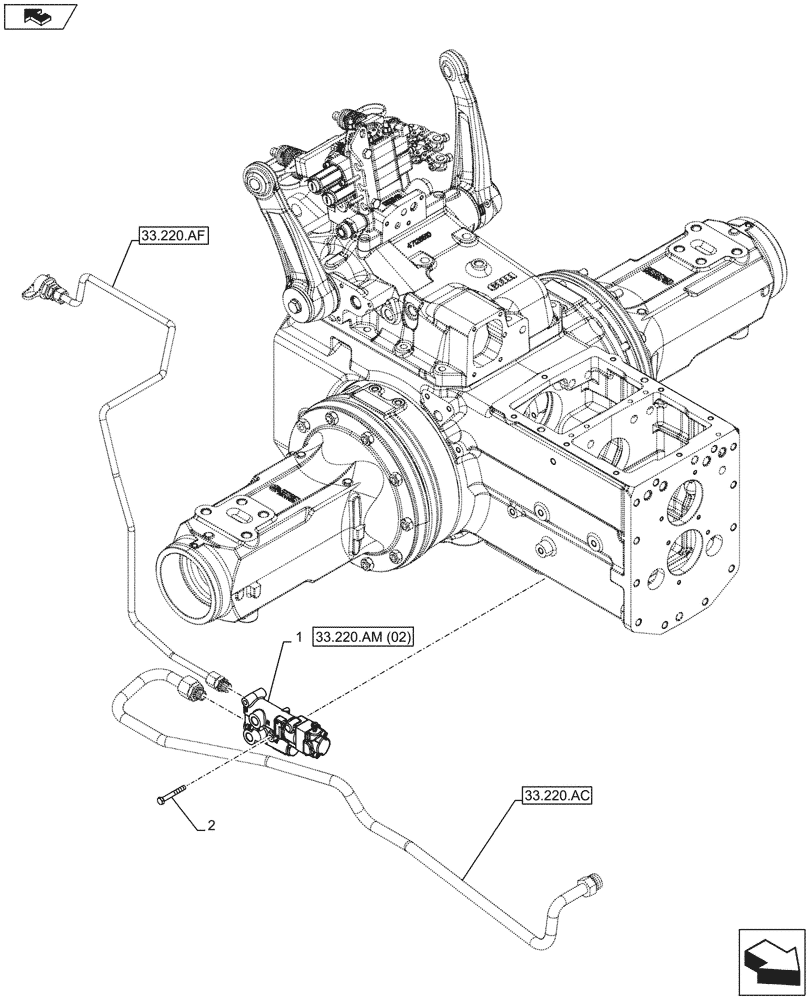 Схема запчастей Case IH FARMALL 95C - (33.220.AM[01]) - VAR - 743516, 743517 - TRAILER BRAKE VALVE (33) - BRAKES & CONTROLS