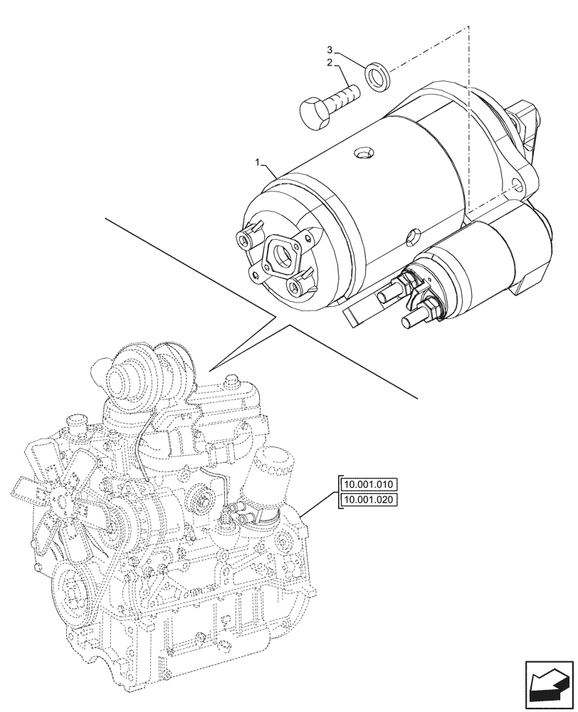 Схема запчастей Case IH JX95HC PLUS - (55.201.010) - STD + VAR - 391102 - STARTER MOTOR (55) - ELECTRICAL SYSTEMS