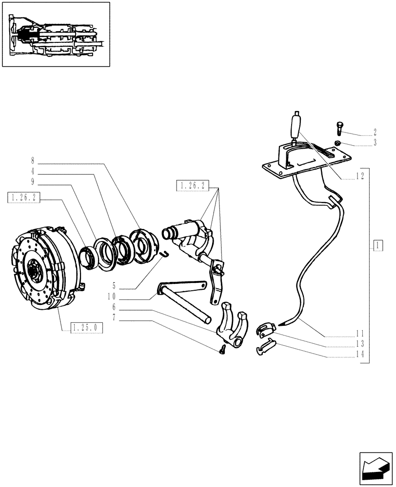 Схема запчастей Case IH JX85 - (1.26.5) - P.T.O CONTROL (03) - TRANSMISSION