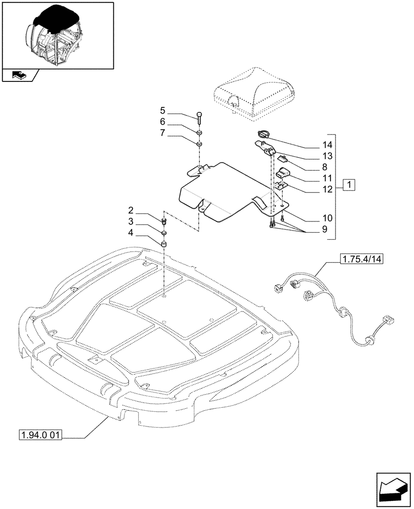 Схема запчастей Case IH PUMA 180 - (1.94.0/04[01]) - (VAR.190-330-331-332-348) AUTOGUIDANCE SYSTEM READY - BRACKET - C7409 (10) - OPERATORS PLATFORM/CAB