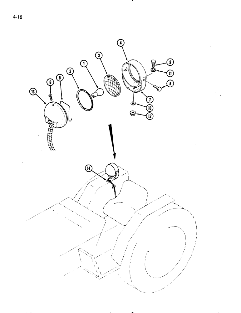 Схема запчастей Case IH 275 - (4-18) - REAR WORK LAMP (04) - ELECTRICAL SYSTEMS